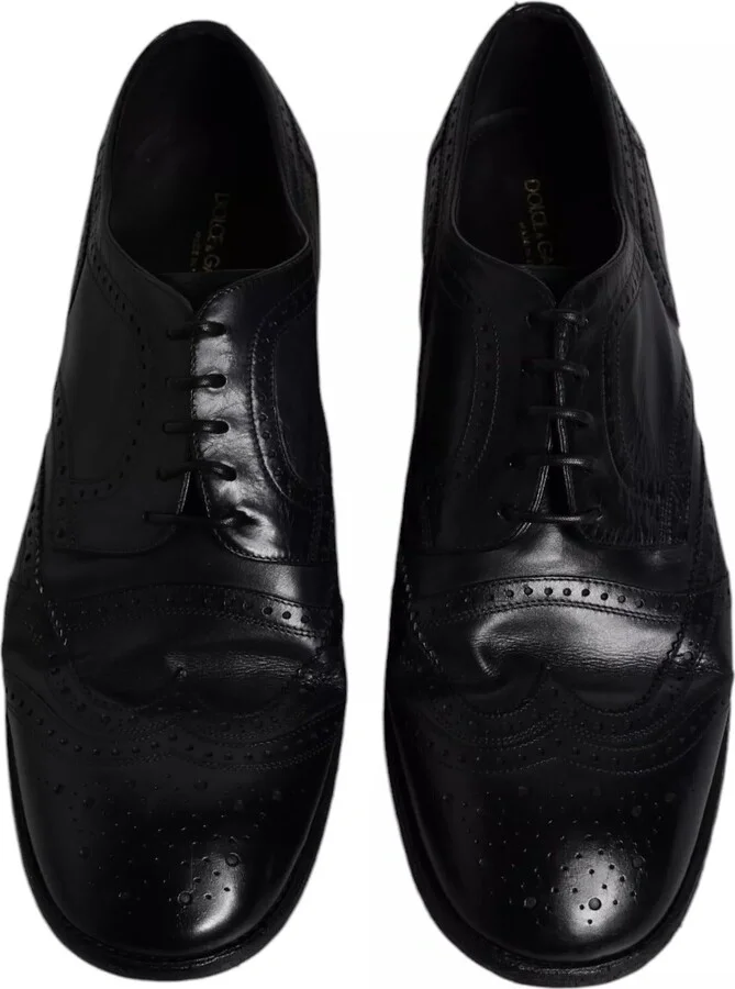 Dark Blue Leather Derby Wingtip Formal Men's Shoes - Image 3