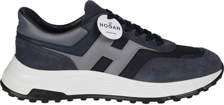 Dark Blue Suede And Mesh Sneakers