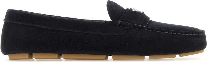 Dark blue suede loafers