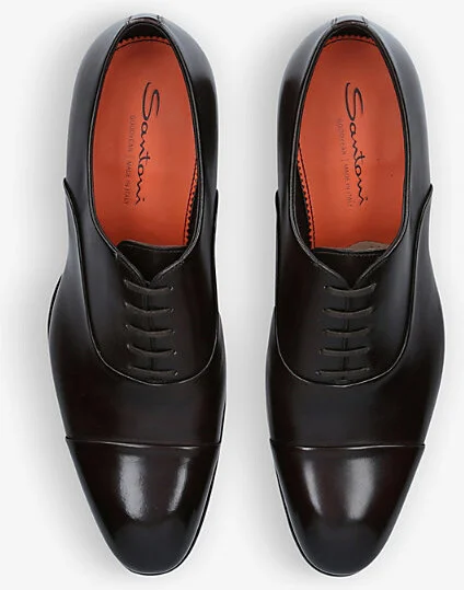 Dark Brown Carter Patent-Toe Leather Oxford Shoes Eur 40 / 6 Uk Men - Image 2