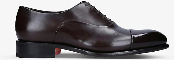 Dark Brown Carter Patent-Toe Leather Oxford Shoes Eur 40 / 6 Uk Men