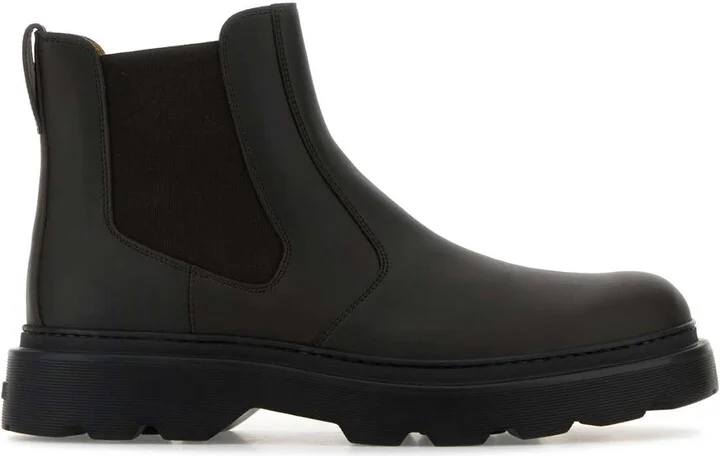 Dark Brown Leather Ankle Boots