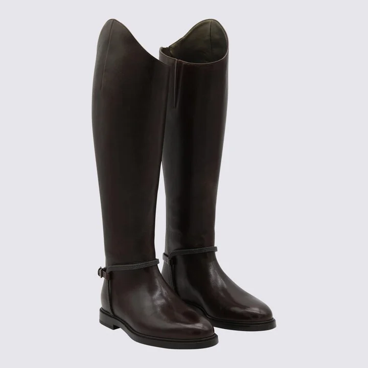 Dark Brown Leather Boots - Image 2