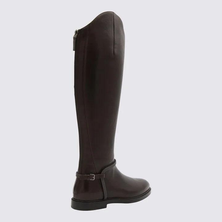 Dark Brown Leather Boots - Image 3