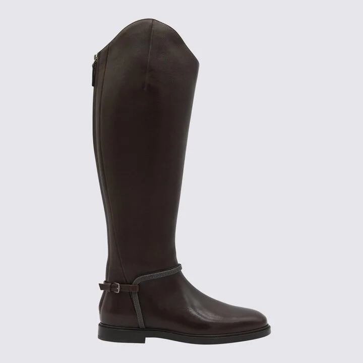 Dark Brown Leather Boots