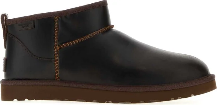 Dark Brown Leather Classic Ultra Mini Ankle Boots