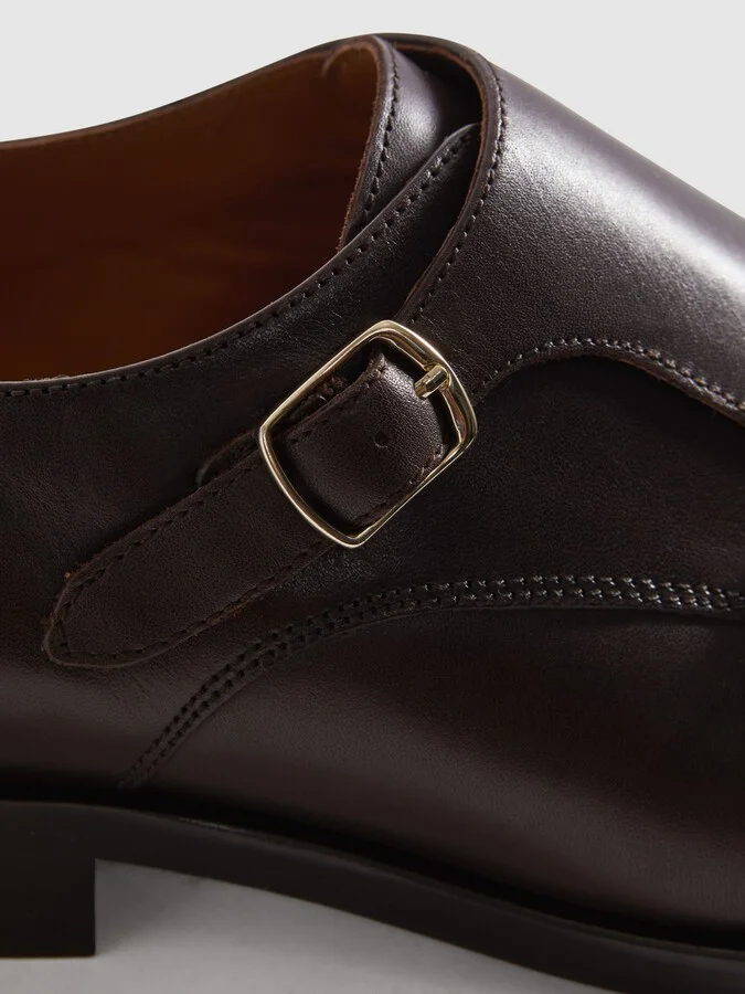 Dark Brown Leather Double Monk Strap Shoes - Image 5