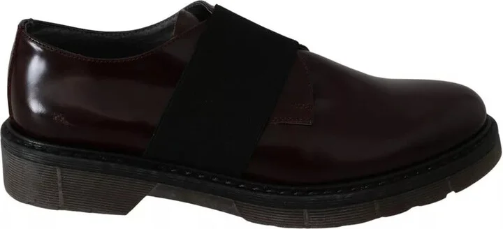 Dark Brown Leather Elastic Strap Women's Shoes (Pre-Owned)
