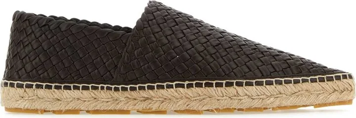 Dark Brown Leather Espadrilles
