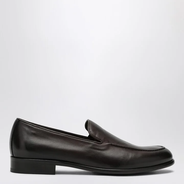 Dark brown leather loafers