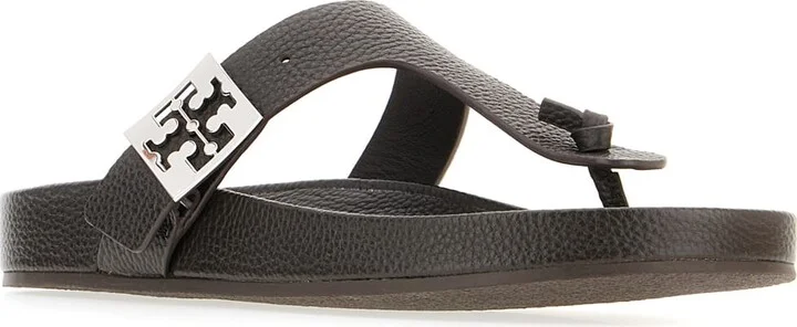 Dark Brown Leather Mellow Thong Sandals - Image 2