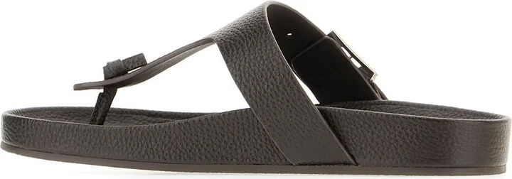 Dark Brown Leather Mellow Thong Sandals - Image 3