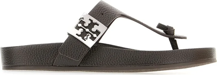 Dark Brown Leather Mellow Thong Sandals