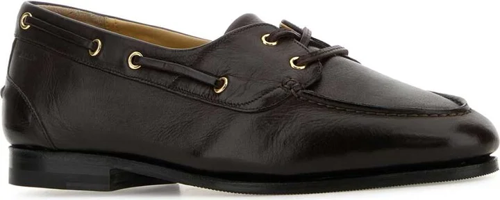 Dark Brown Leather Pathy Loafers - Image 2