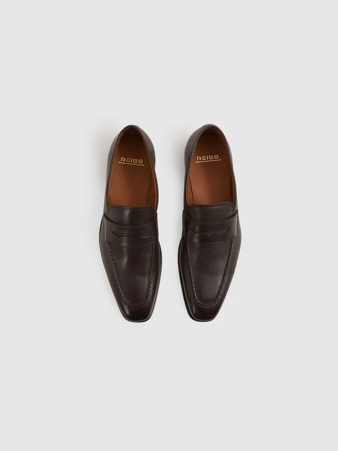Dark Brown Leather Saddle Loafers - Image 3
