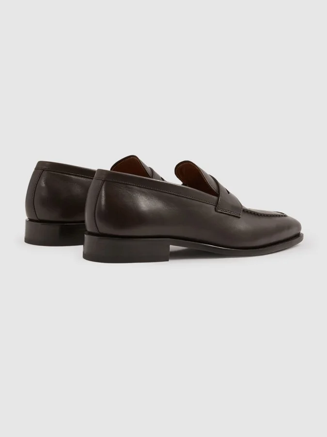 Dark Brown Leather Saddle Loafers - Image 4