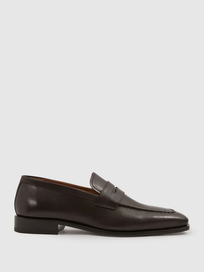 Dark Brown Leather Saddle Loafers