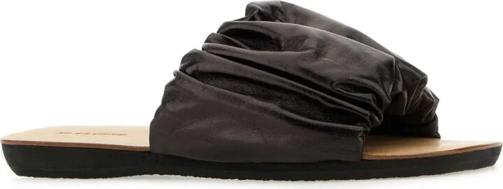 Dark Brown Leather Slippers - Image 2