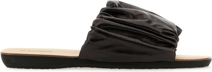 Dark Brown Leather Slippers