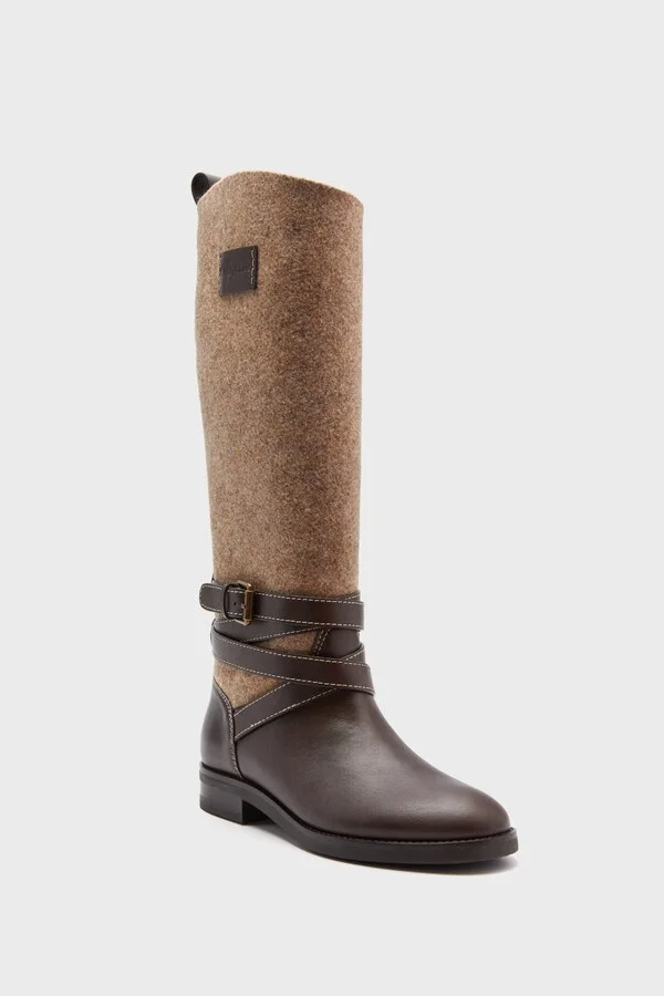 Dark Brown Mixed Material Animation Boots