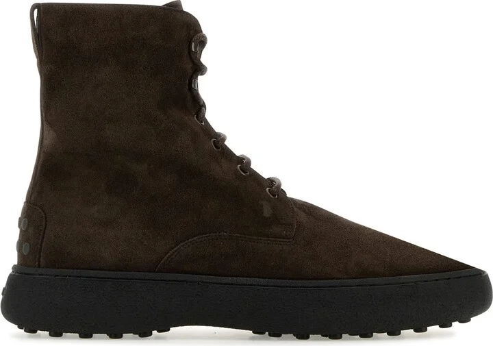 Dark brown suede ankle boots