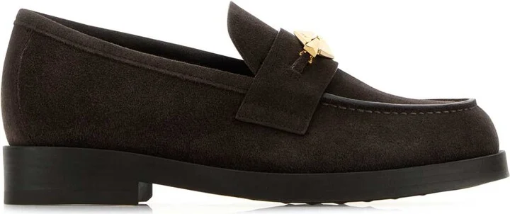 Dark Brown Suede Maddie Diamond Loafers