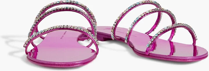 Dark Colorful crystal-embellished mirrored sandals - Image 2