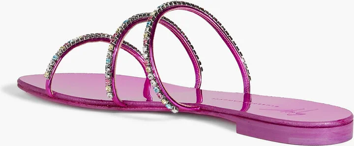 Dark Colorful crystal-embellished mirrored sandals - Image 3