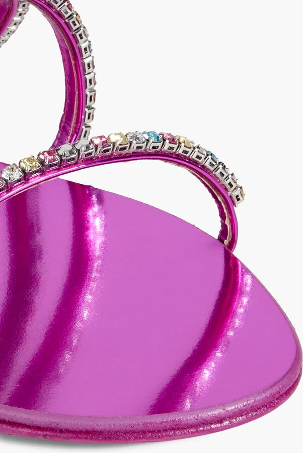 Dark Colorful crystal-embellished mirrored sandals - Image 4