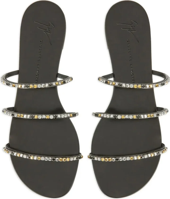 Dark Colorful embellished sandals - Image 4