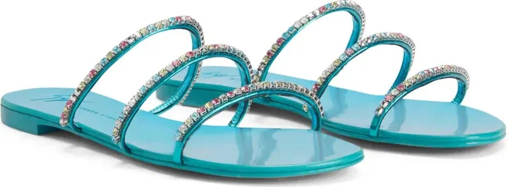 Dark Colorful rhinestone-embellished sandals - Image 2