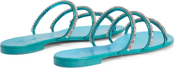 Dark Colorful rhinestone-embellished sandals - Image 3