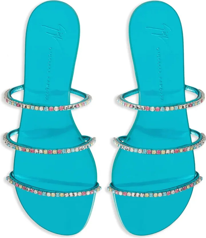 Dark Colorful rhinestone-embellished sandals - Image 4