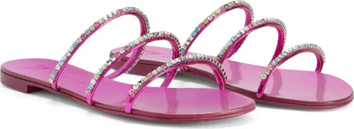 Dark Colorful rhinestone-embellished sandals - Image 2