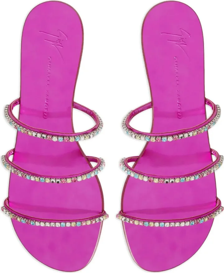 Dark Colorful rhinestone-embellished sandals - Image 4