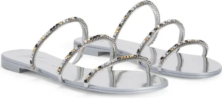 Dark Colorful rhinestone-embellished sandals - Image 2