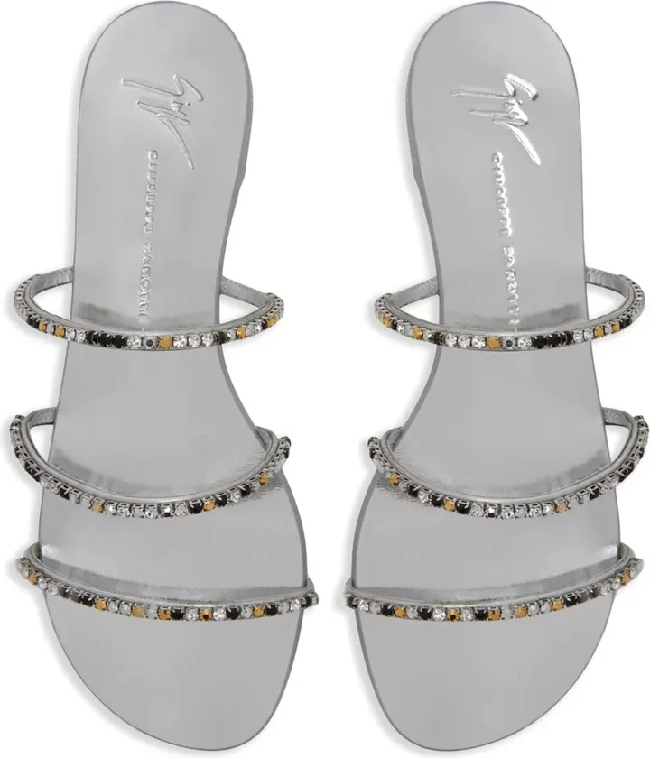 Dark Colorful rhinestone-embellished sandals - Image 4