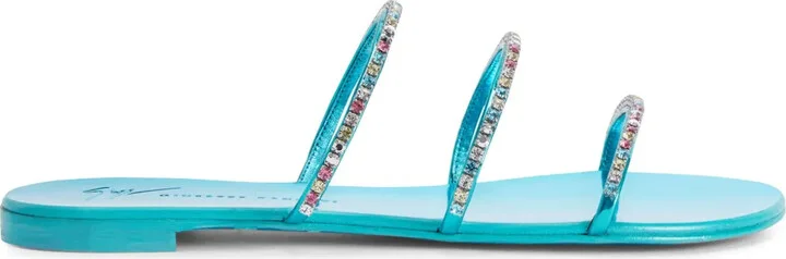Dark Colorful rhinestone-embellished sandals