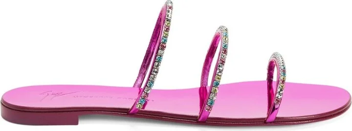 Dark Colorful Rhinestone-Embellished Sandals