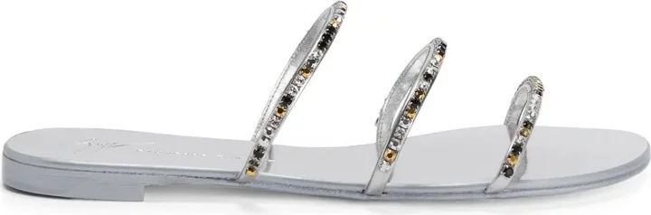 Dark Colorful rhinestone-embellished sandals