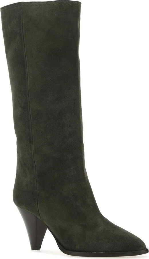 Dark Green Suede Lispa Boots - Image 2