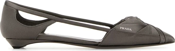 Dark Grey Satin Ballerinas
