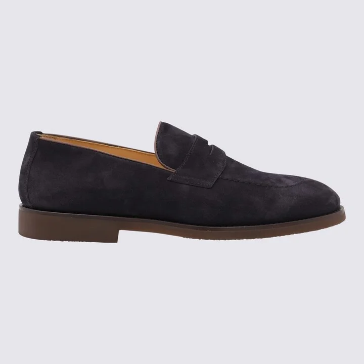 Dark Navy Leather Loafers