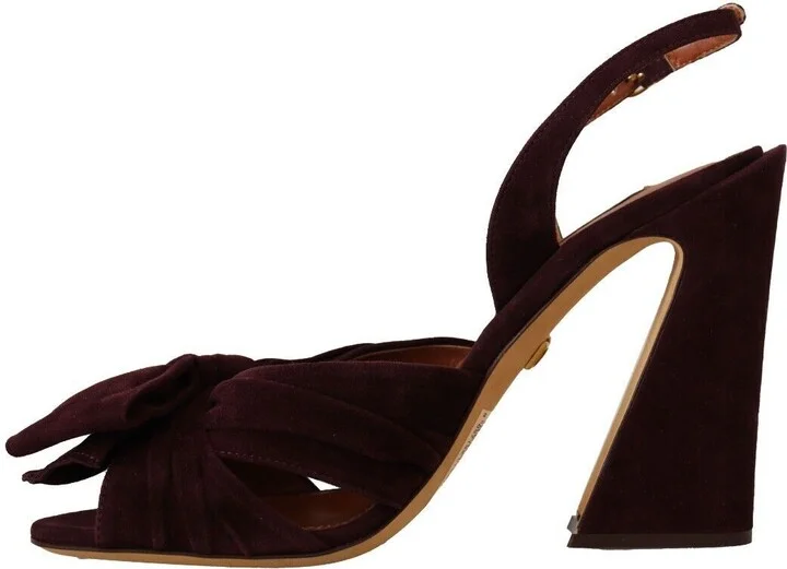 Dark Purple Suede Ankle Strap Sandals Women's Shoes - Image 4