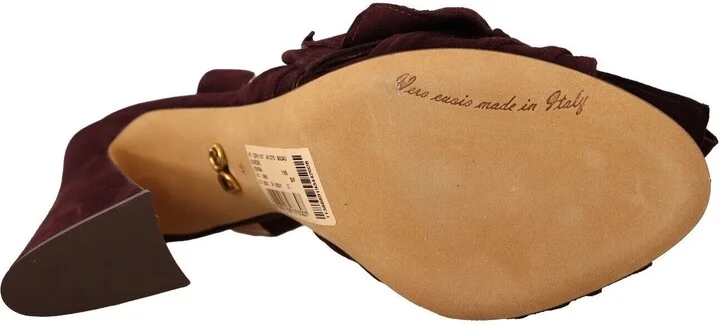 Dark Purple Suede Ankle Strap Sandals Women's Shoes - Image 5