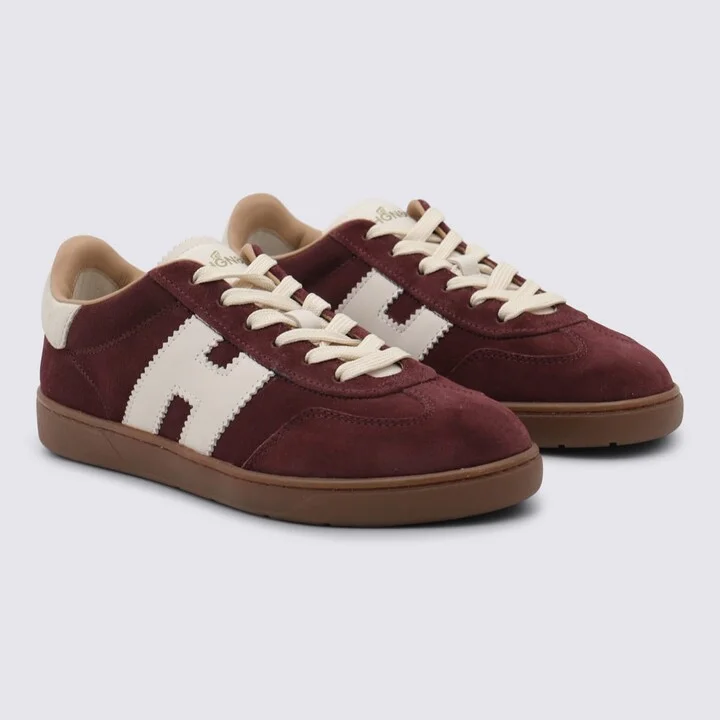 Dark Red Leather Sneakers - Image 2