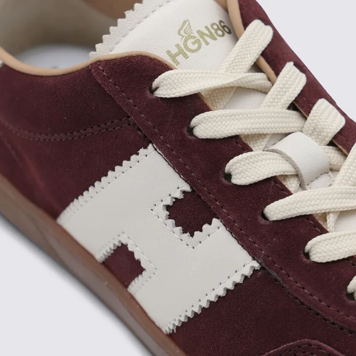 Dark Red Leather Sneakers - Image 4