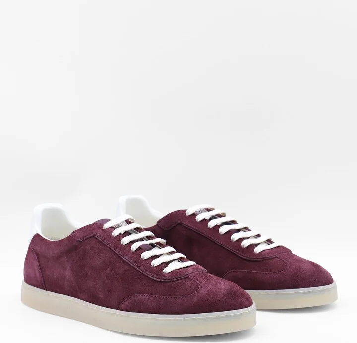 Dark Red Leather Sneakers - Image 2