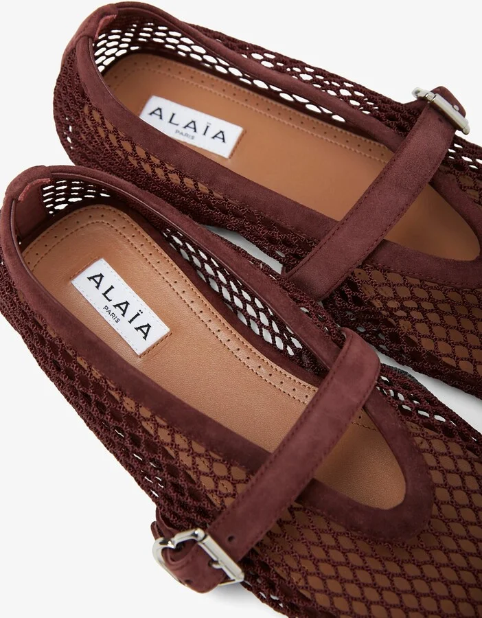 Dark red mesh ballet flats - Image 4