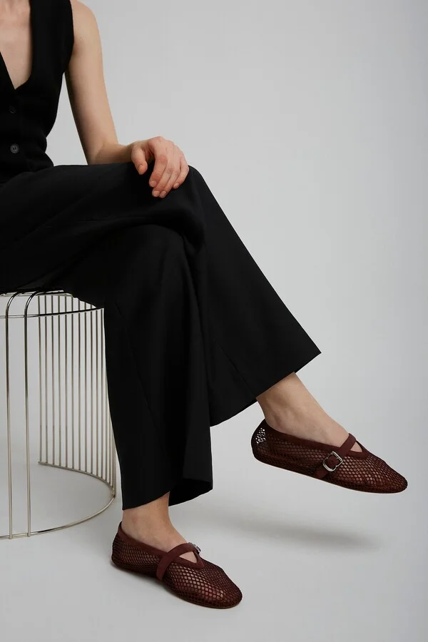 Dark red mesh ballet flats - Image 5